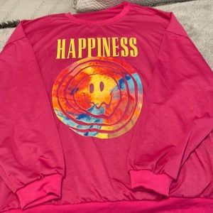 SHEIN Magenta Oversized Sweatshirt (Happiness)